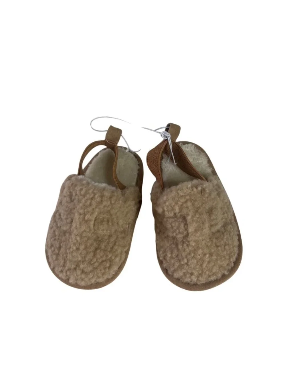 Cat & Jack Sherpa Style Fleece Lined Slippers Elastic Strap Baby  9-12M Brown Ne